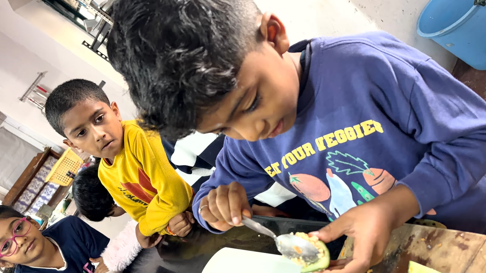 Grade 1's Kitchen Debut: Cucumber Half Cups, Made From Scratch at bms