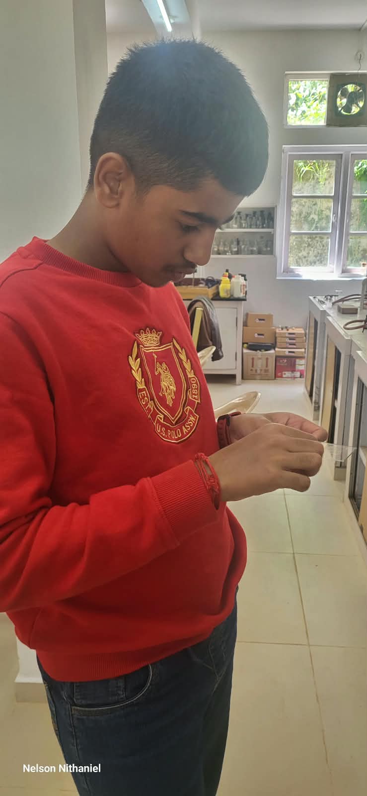 A student preparing their sample at the bench
