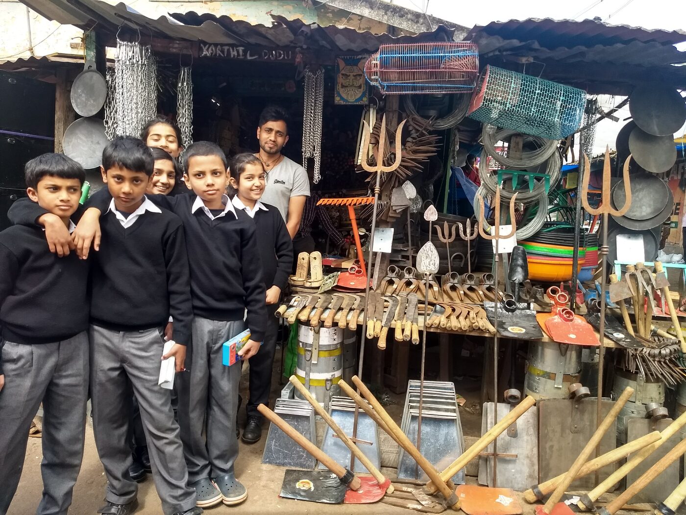 Karthik's hardware shop with students